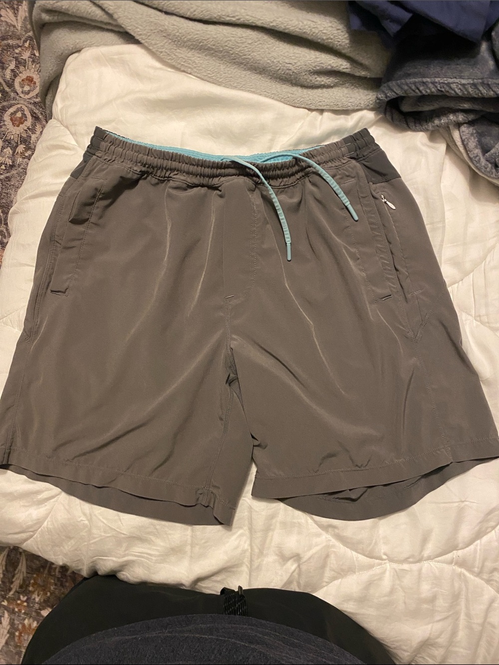 Birddogs Gray Athletic Shorts with Aqua Drawstring